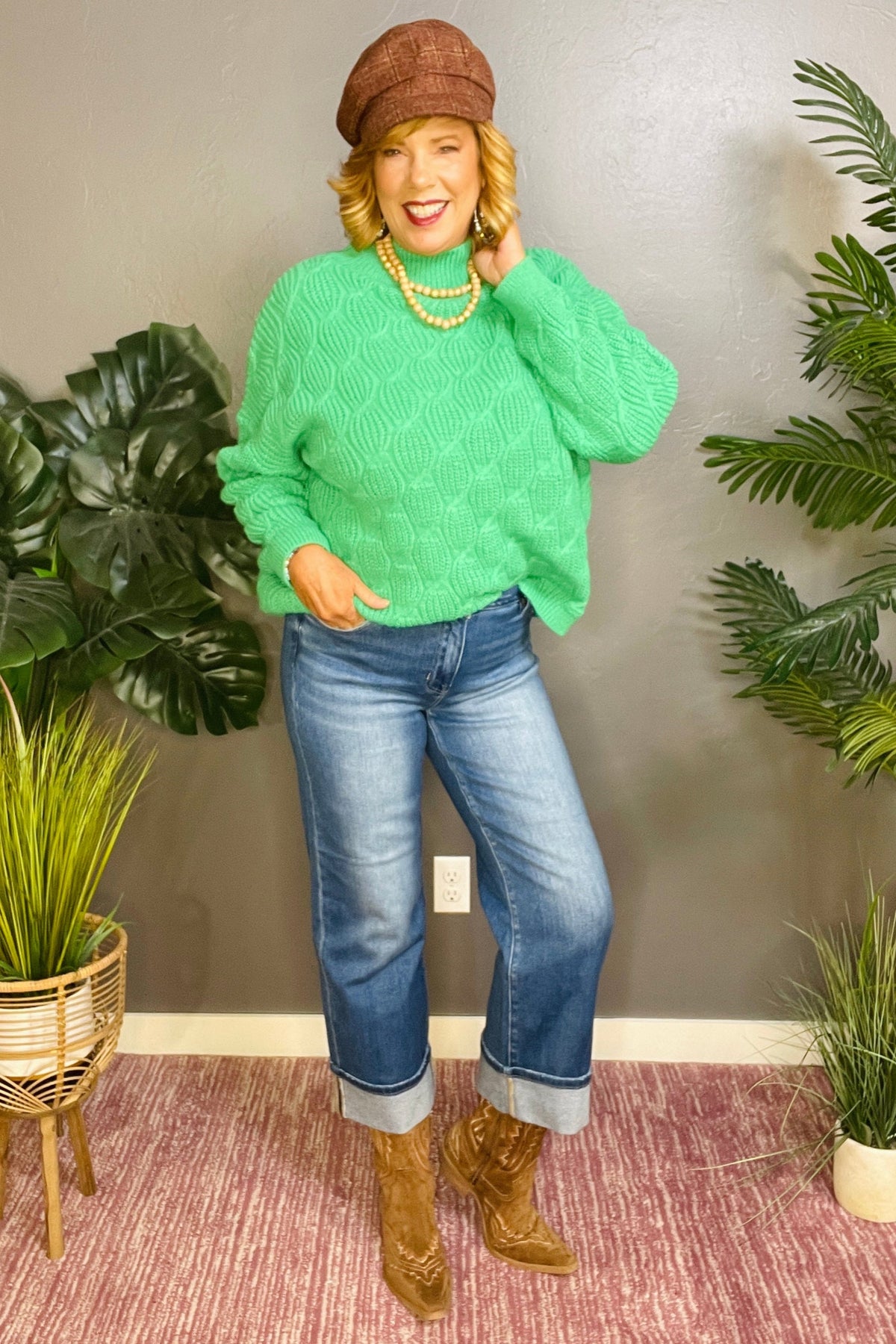 Addison Full Size Mid Rise Crop Straight Cuffed Jeans