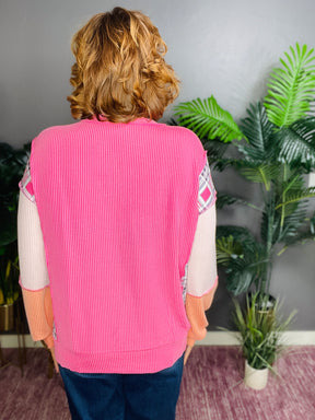 Block Party Vibes Corded Colorblock Top