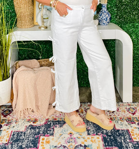 Details Are In The Bow White Jeans