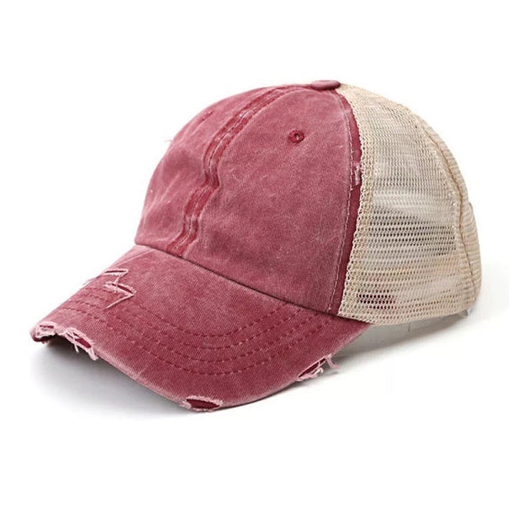 Distressed Messy Bun Hat Cap (8 Colors)