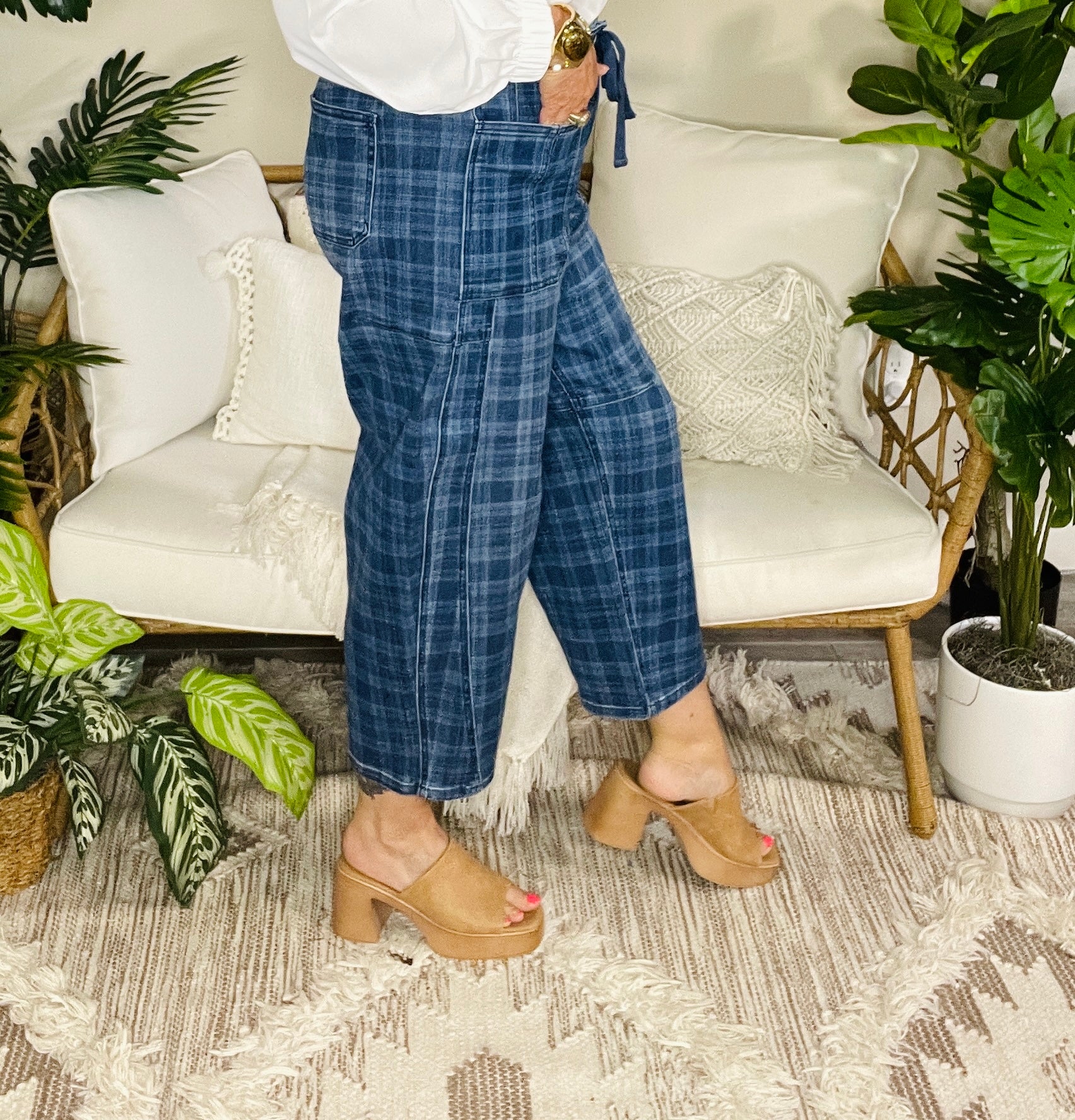 Plaid About You Barrel Jean - J087PLD