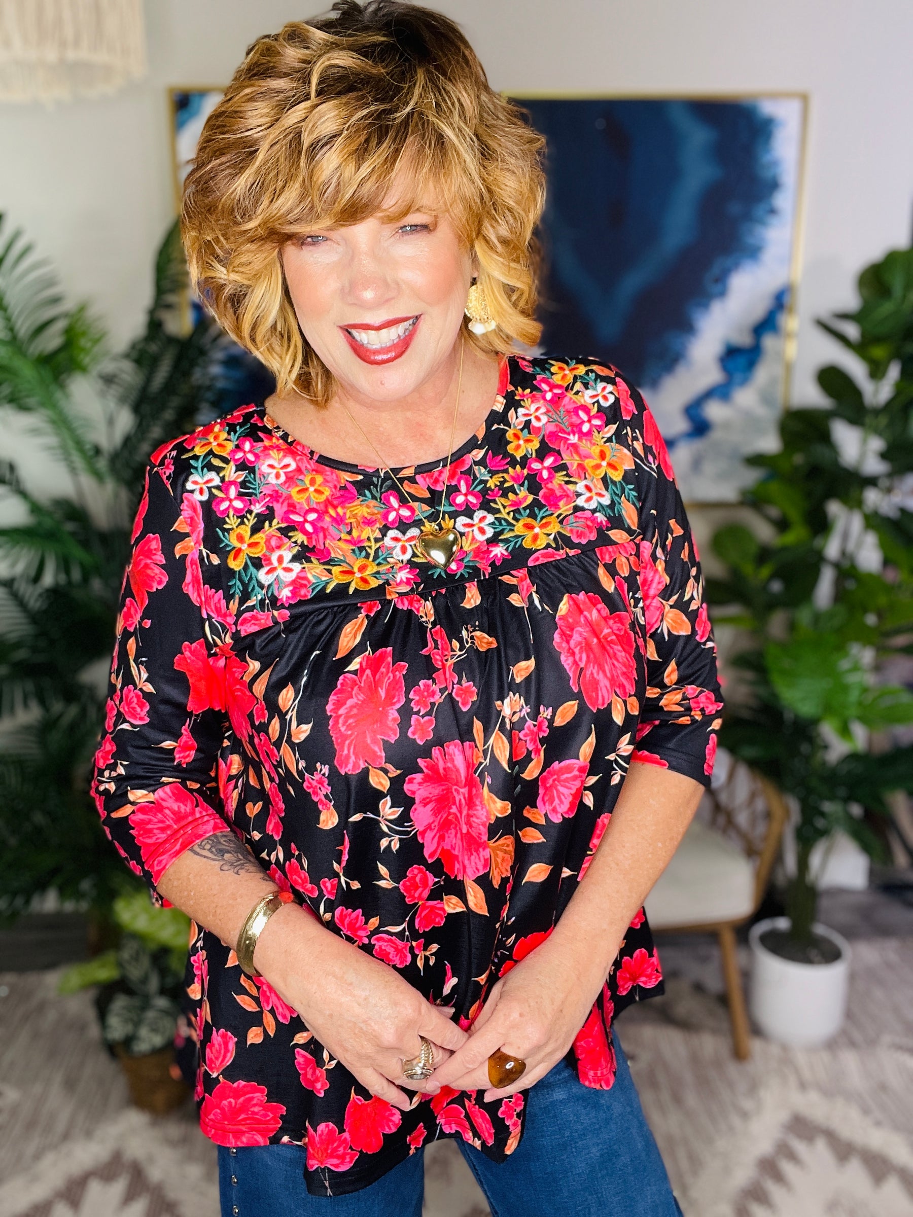 Wild About Roses Top - S977BK