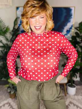 Red Hot Dottie Mesh Top - S938RD