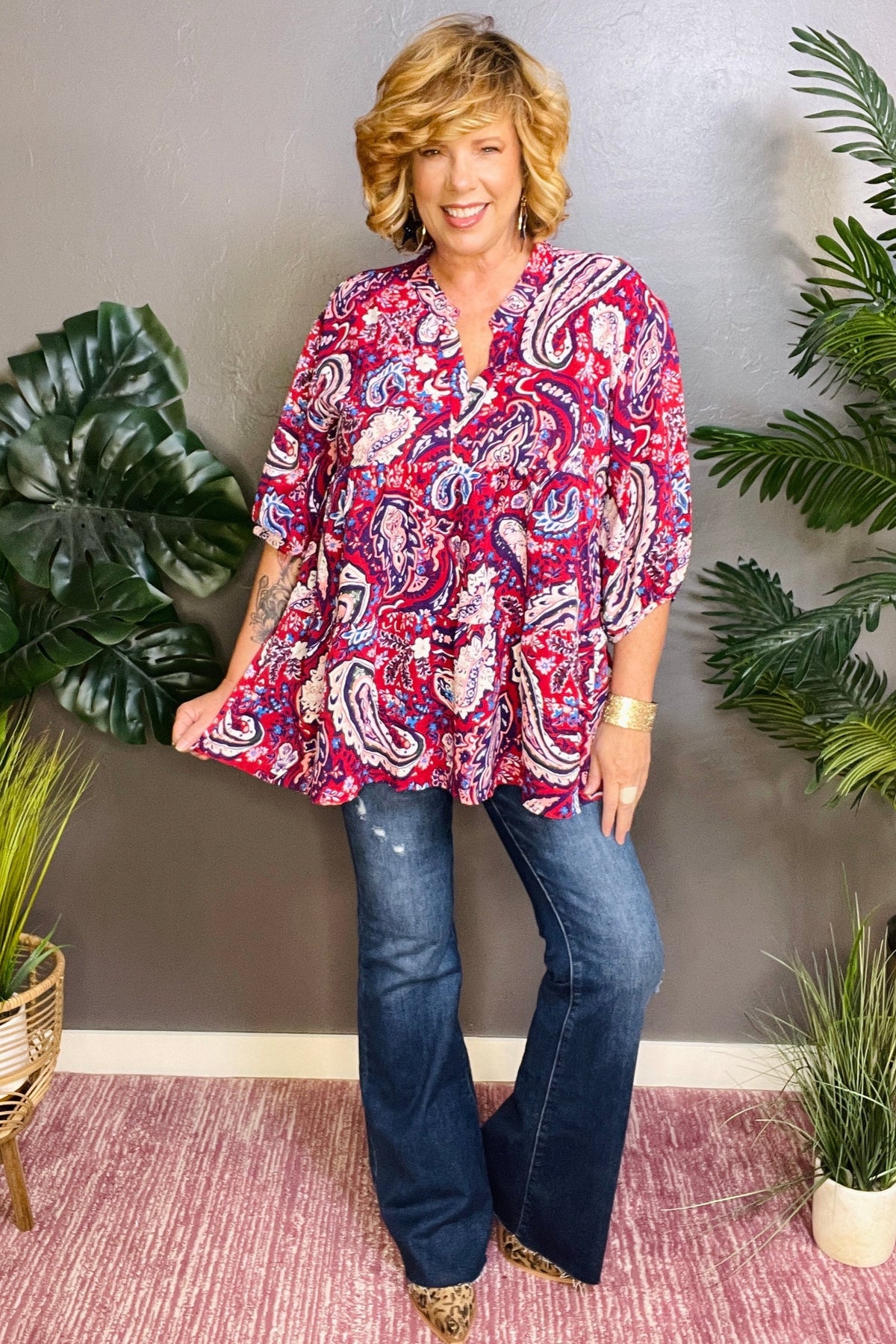 Paisley Perfection Hi Lo Wine Mix Top - S015WN