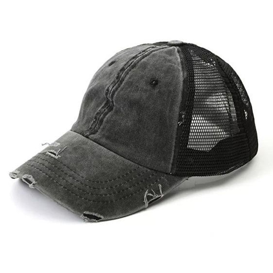 Distressed Messy Bun Hat Cap (8 Colors)