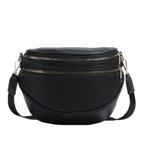 Sabrina Double Zip Leather Crescent Sling (4 Colors)