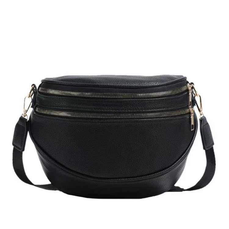 Sabrina Double Zip Leather Crescent Sling (4 Colors)