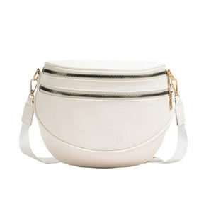 Sabrina Double Zip Leather Crescent Sling (4 Colors)
