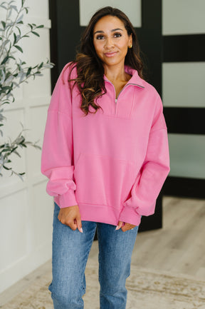 Bonbon Delight Half Zip Pullover in Pink