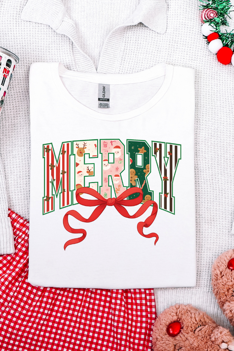 Bow-tiful Merry Graphic Tee and Sweatshirt