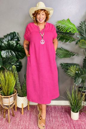 Endless Possibilities Pink Gauze Midi Dress