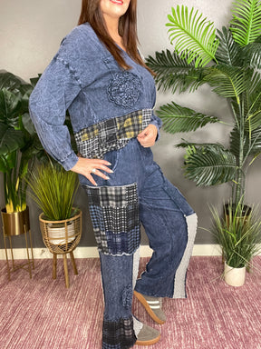 Set The Vibe Navy Plaid Pant - P019NV