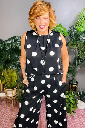 The Sweet Spot Black Polka Dot Top And Pant Set
