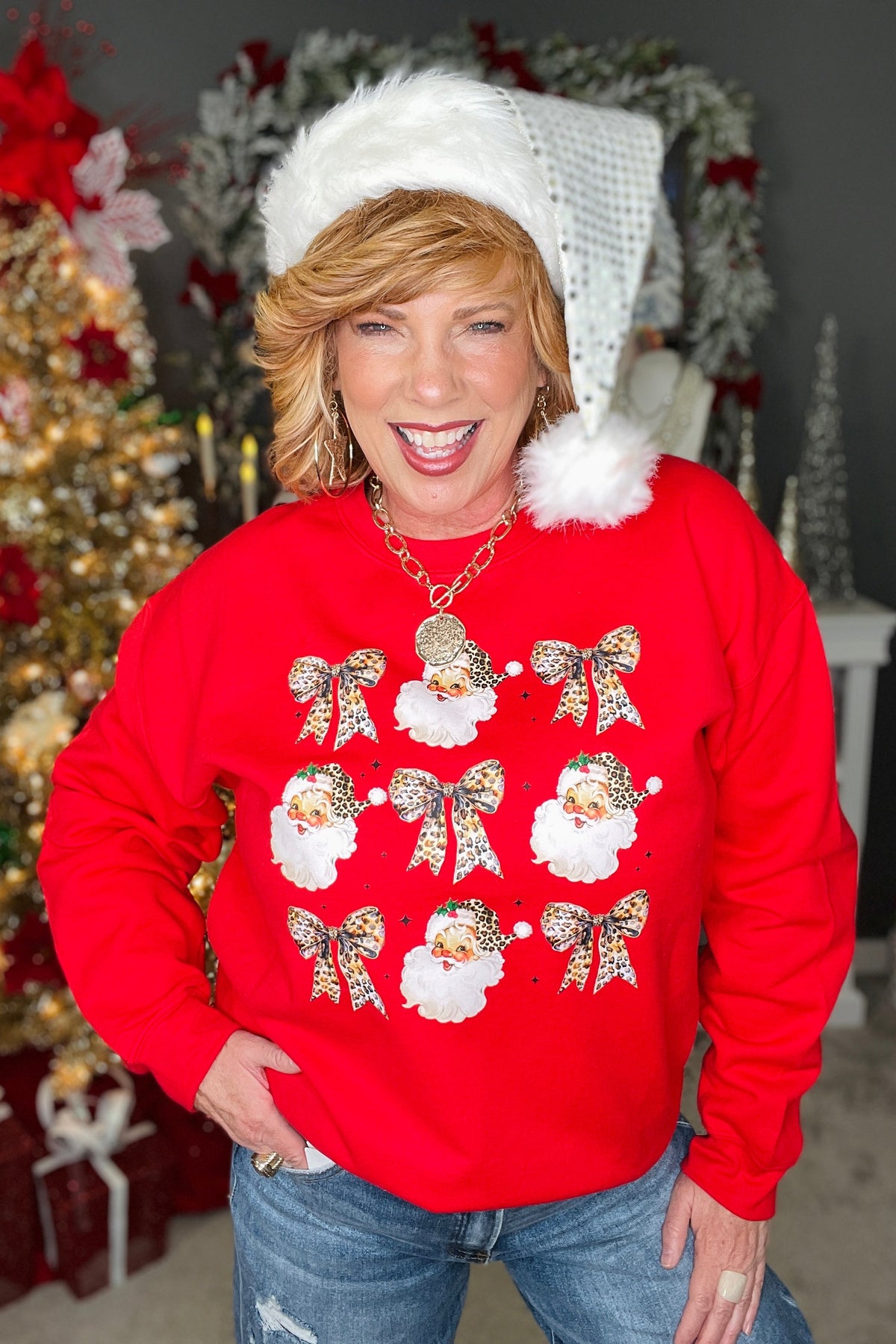 Santa and Bows Graphic Tee and Sweatshirt