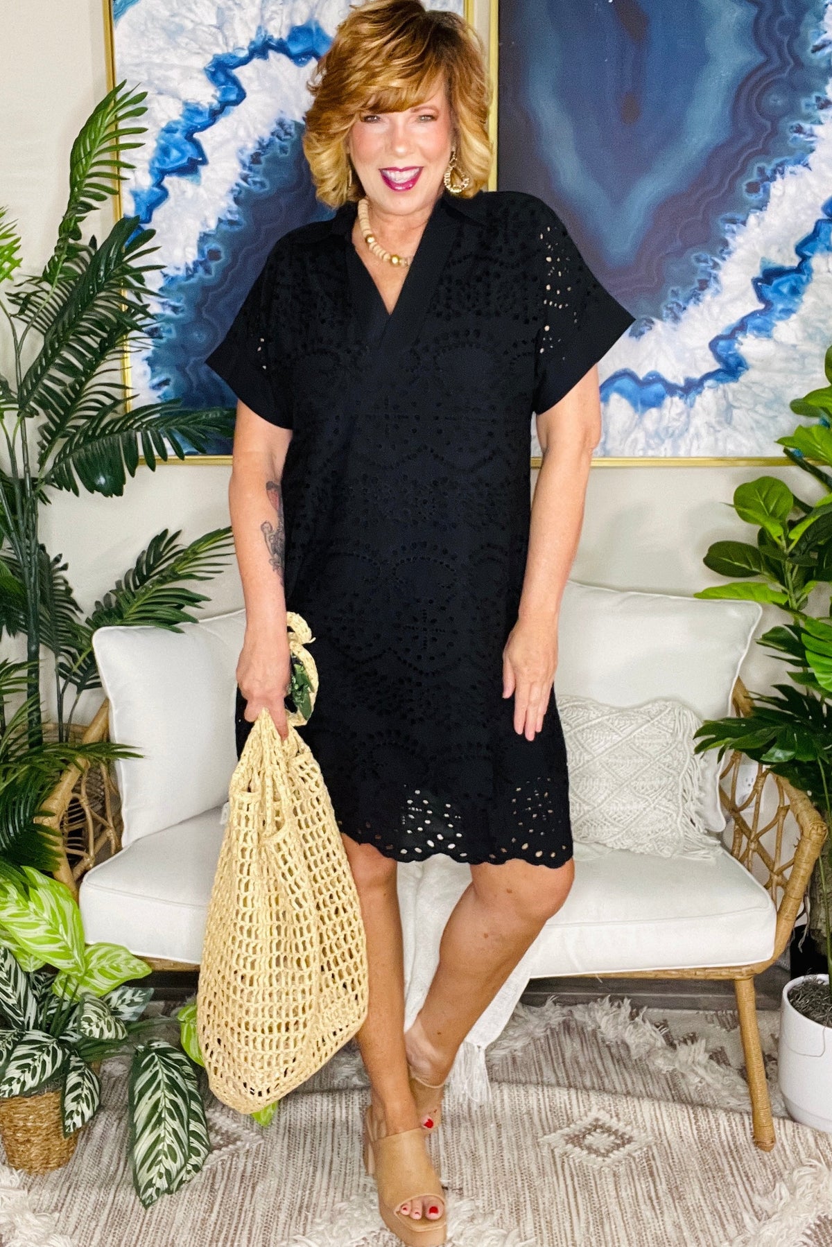 Coastal Charm Eyelet Dress (5 Colors)