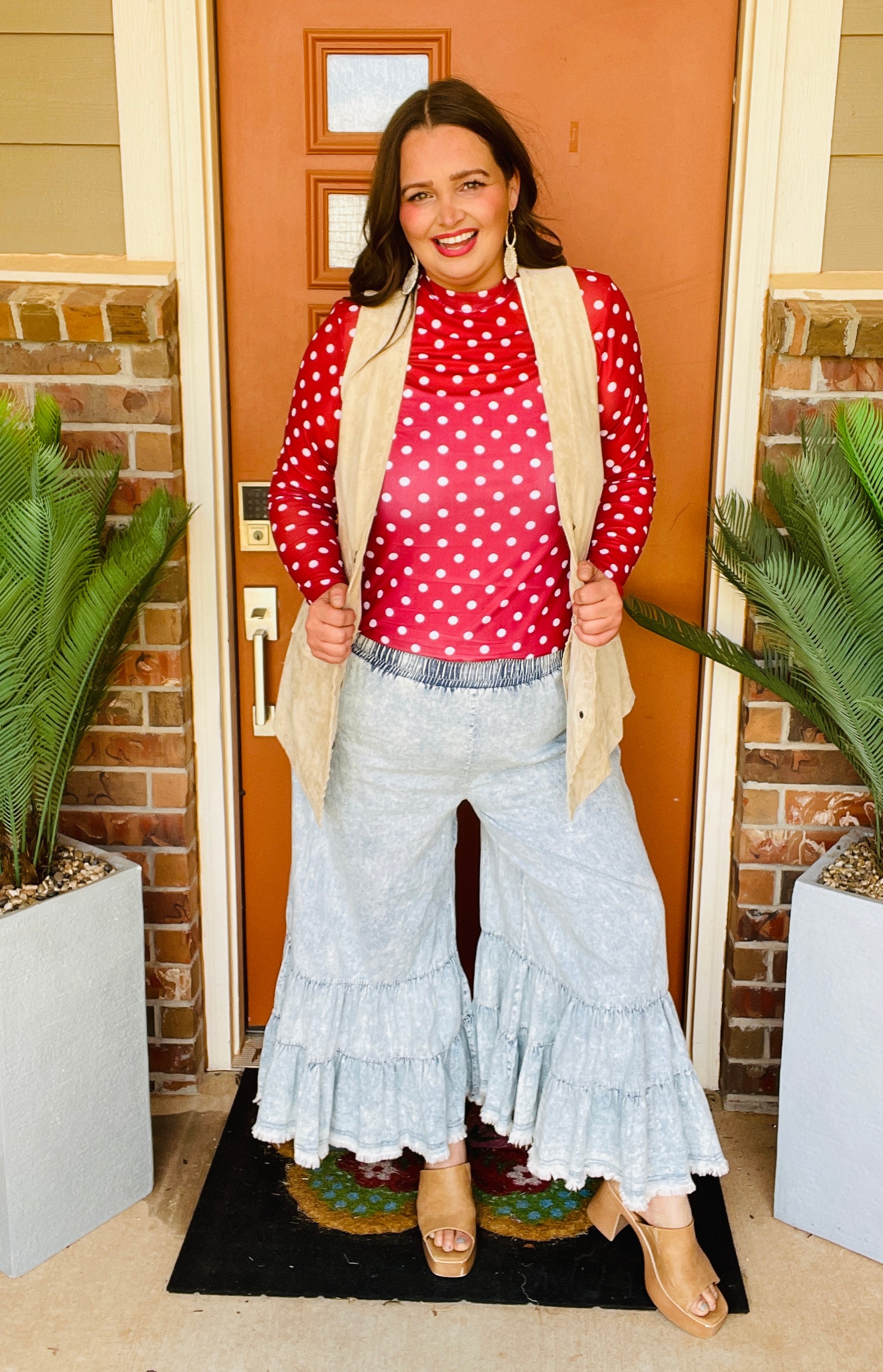 Red Hot Dottie Mesh Top - S938RD