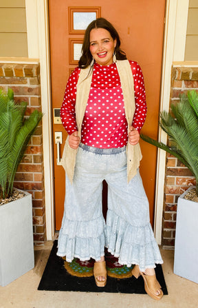 Red Hot Dottie Mesh Top - S938RD