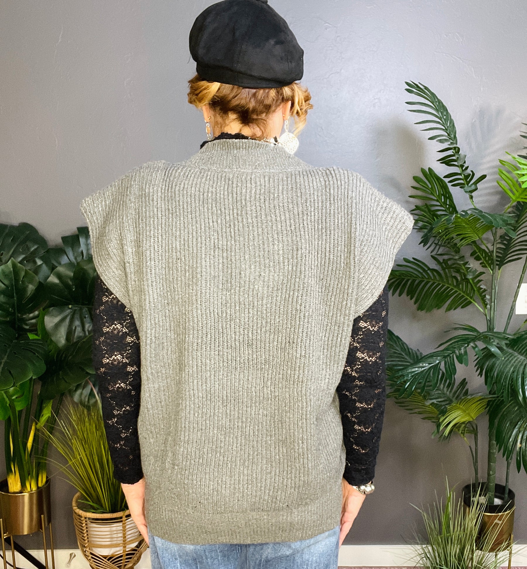 Keep It Preppy Charcoal Vest - S095CG