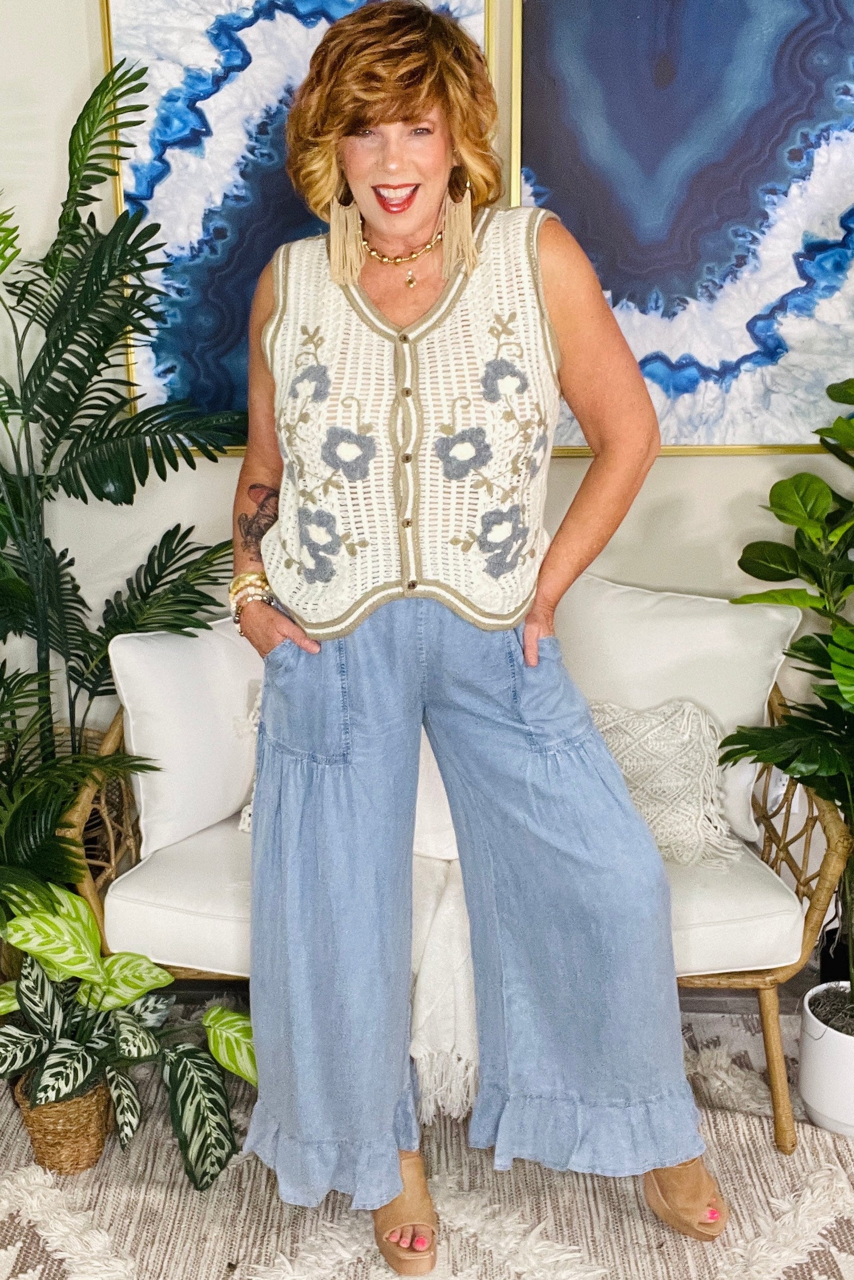 Walk On By Chambray Pants - P142DN