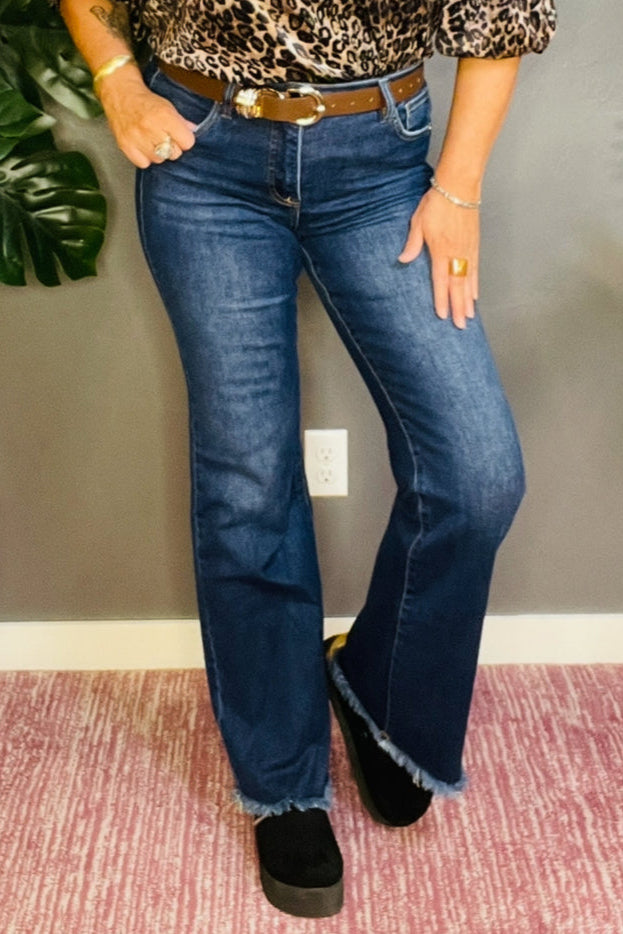 Hailey Full Size Tummy Control Mid Rise Flare Jeans