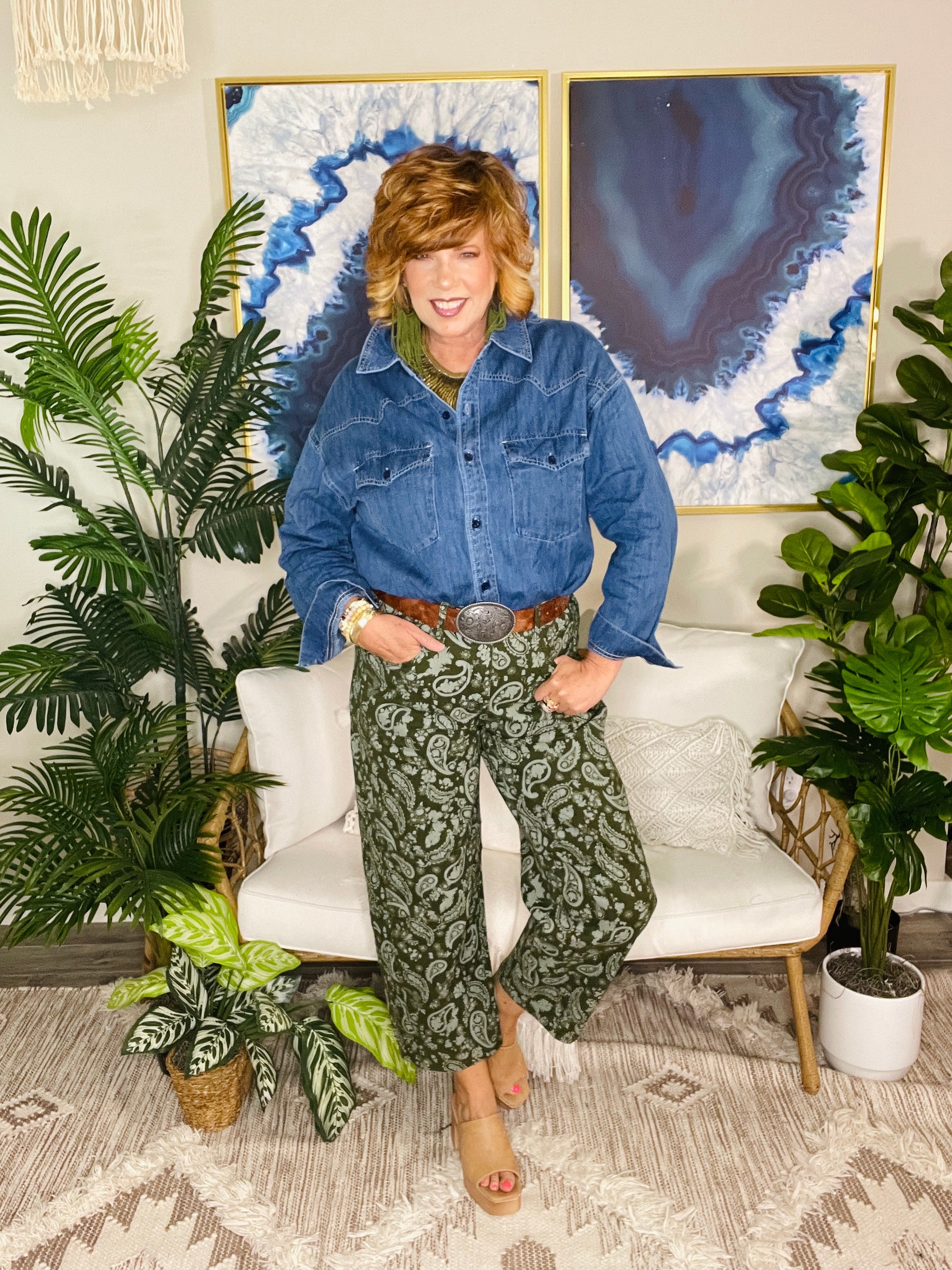 Paisley Trails Denim Pants