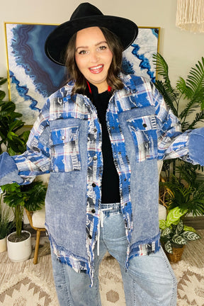 Plaid To The Bone Blue Shacket - OT209BL
