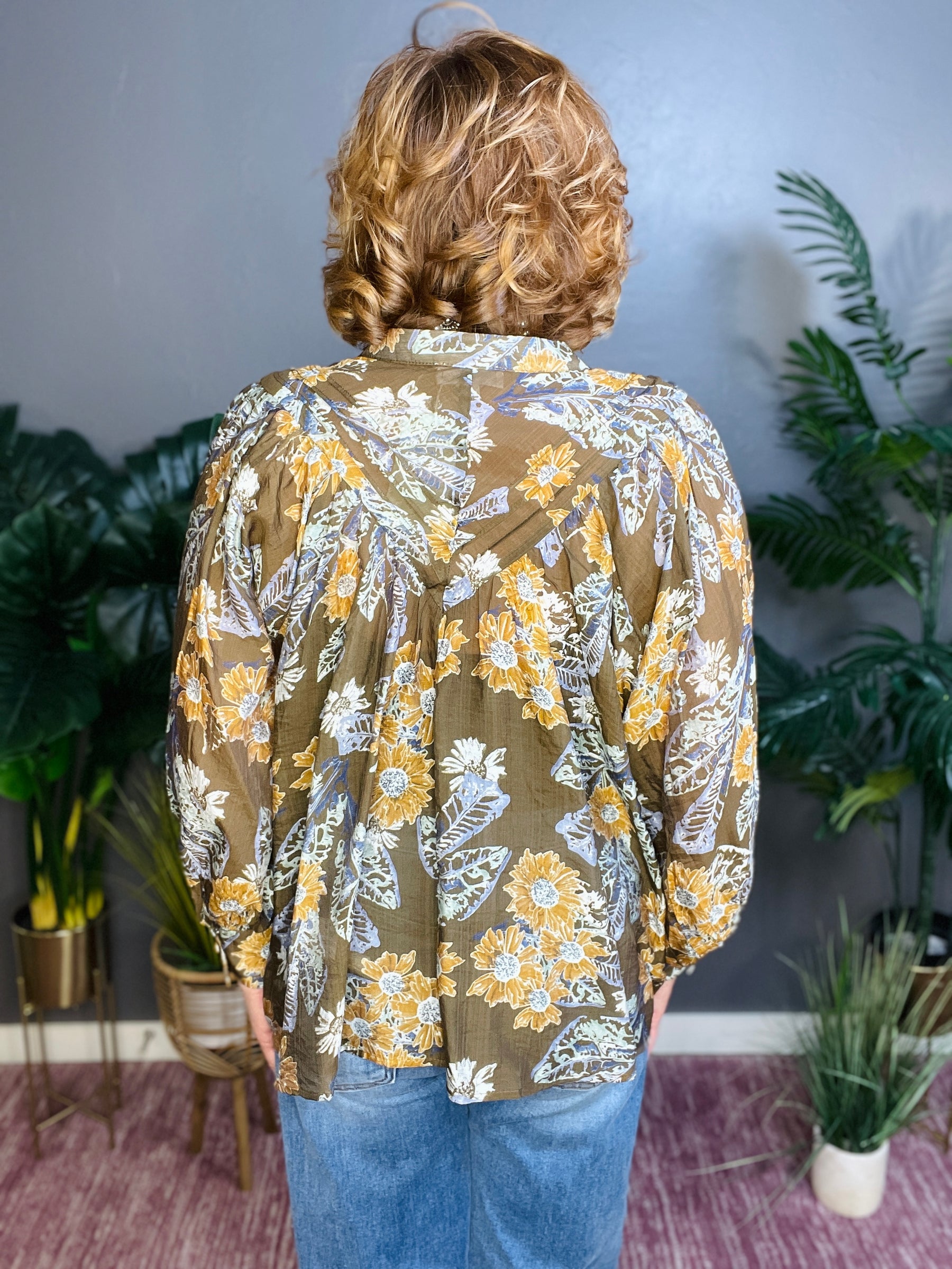 Hello Fall Brown Mix Floral Top - S103BR