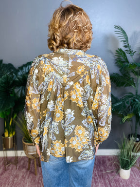 Hello Fall Brown Mix Floral Top - S103BR