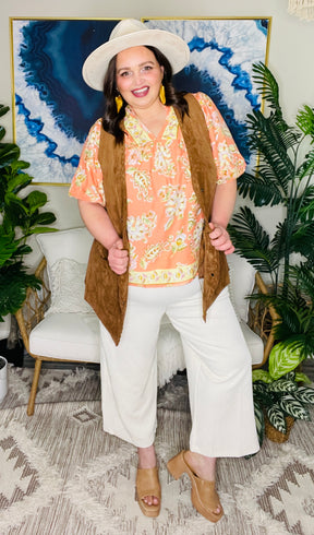 Sweet Georgia Peach Floral Boho Top