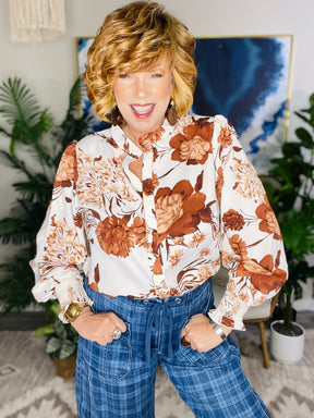 Cocoa And Cream Poet Sleeve Top