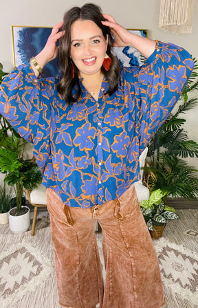 Autumn In The Air Indigo Top - T003IN
