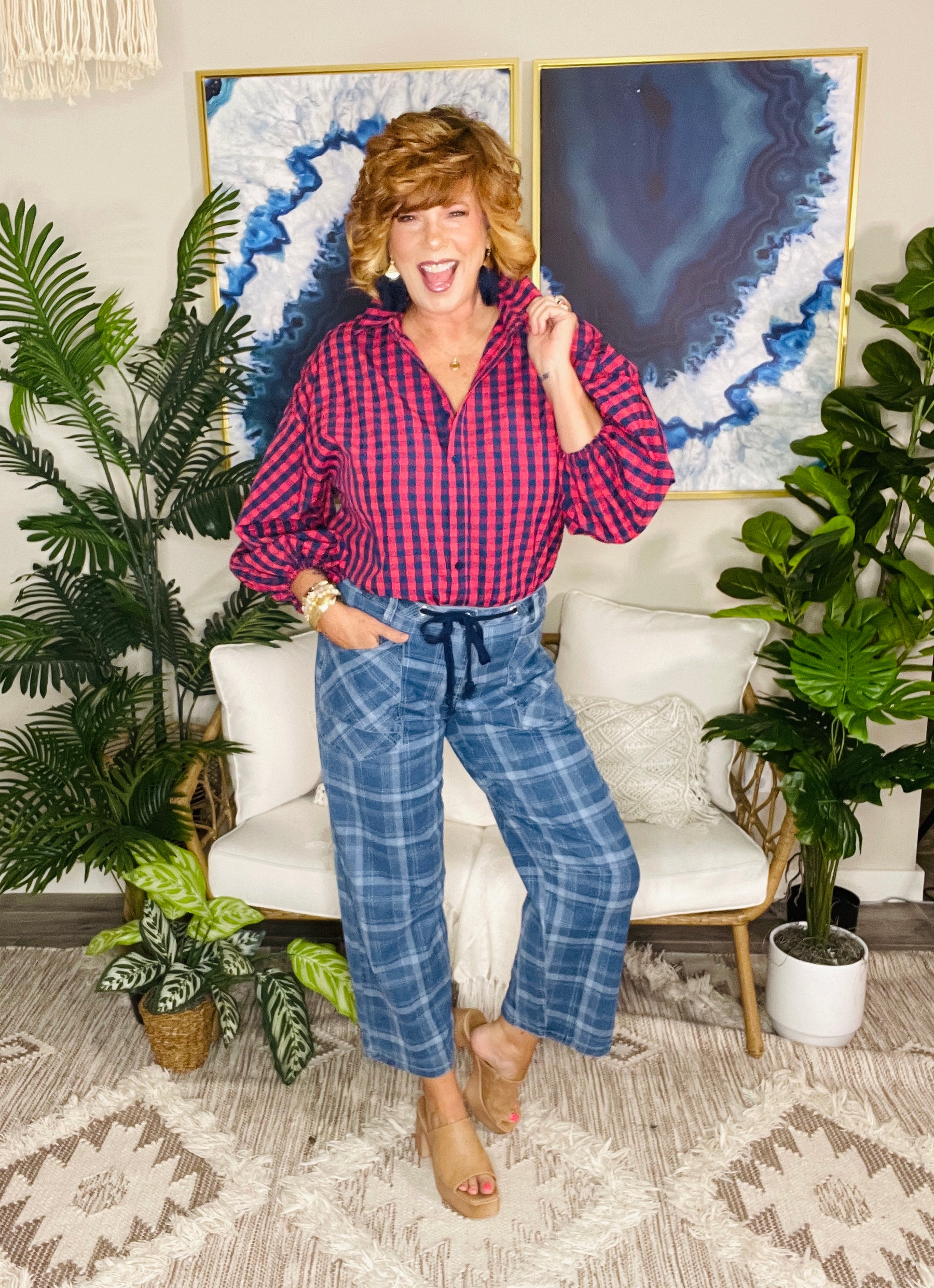 Blue Skies Plaid Jeans