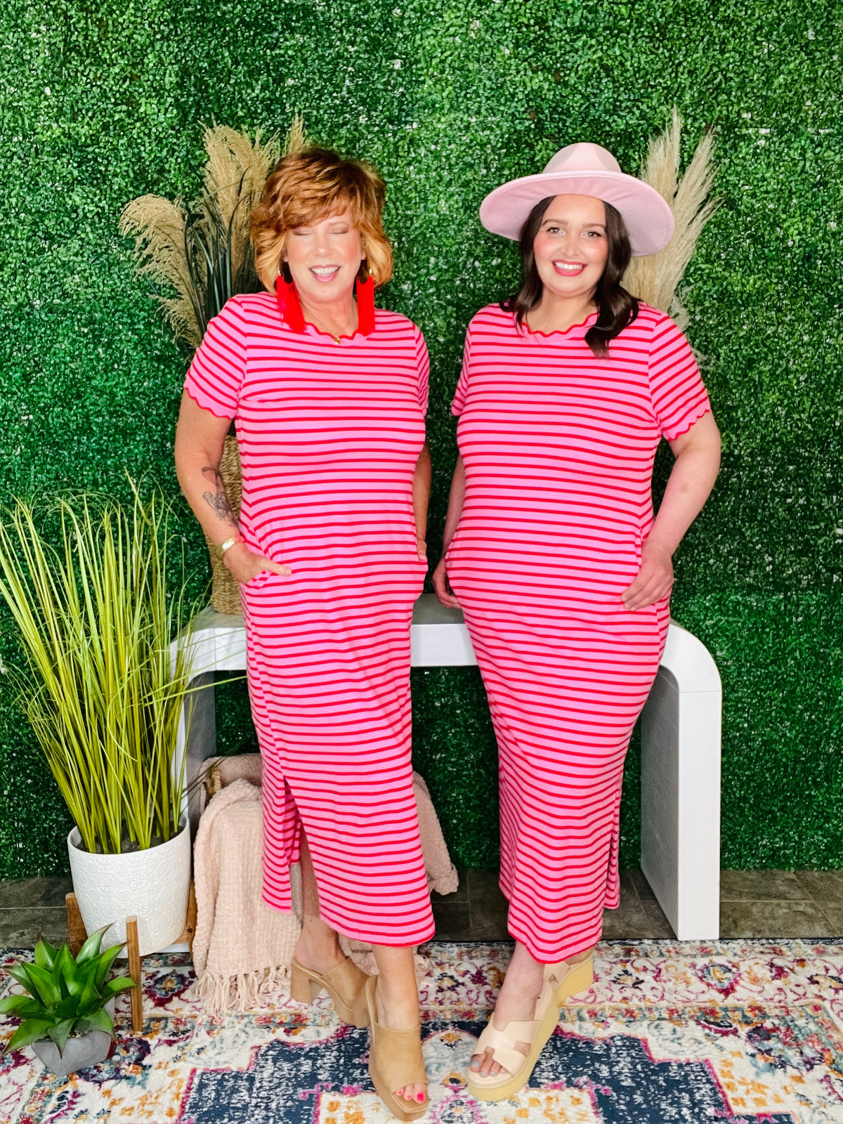 Strawberry Skies Striped Maxi Dress
