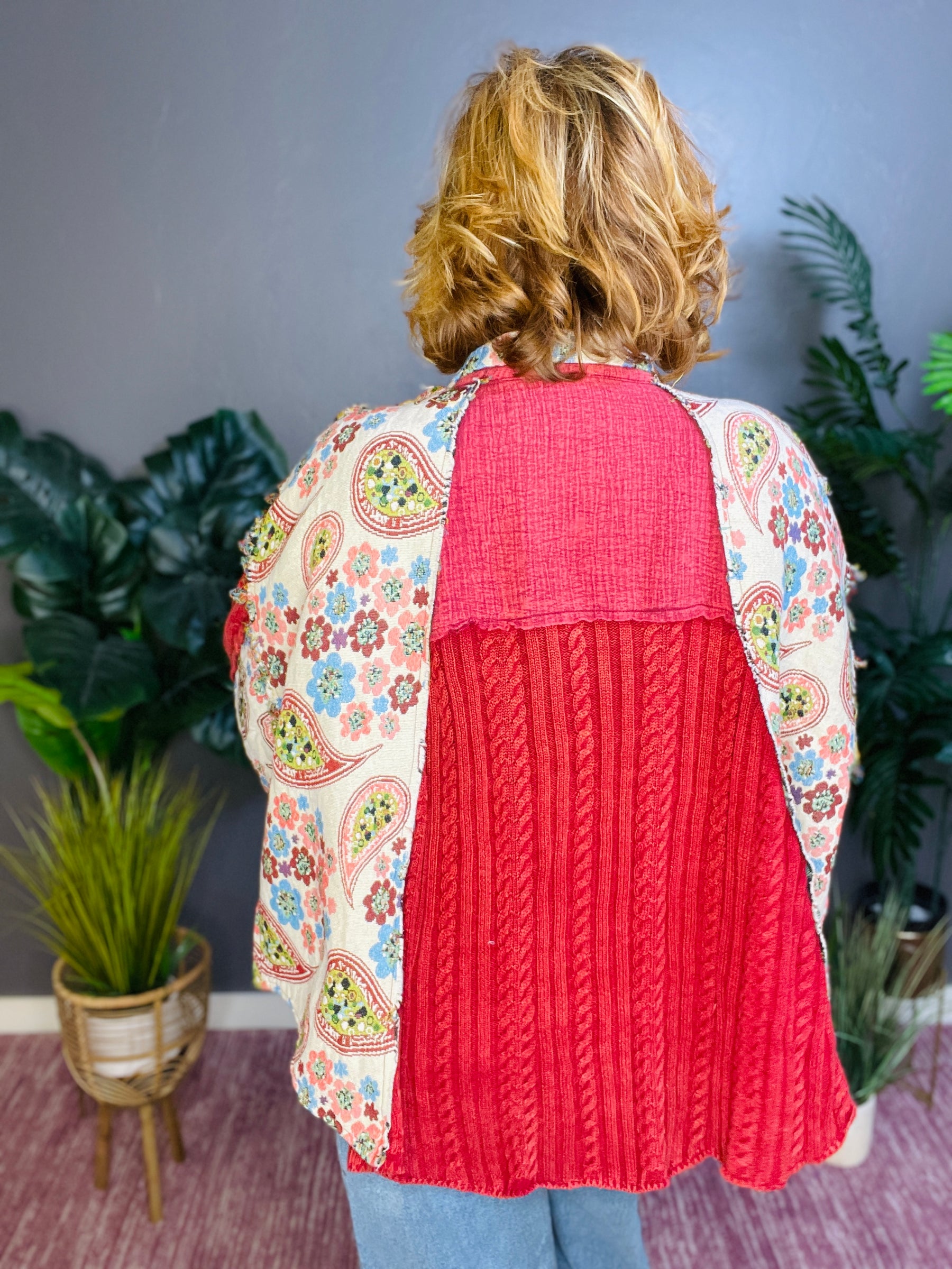 Pretty In Paisley Maroon Sweater Top - S010MA