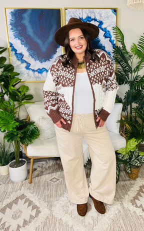 Cozy By Design Brown Zip Cardigan - OT206BR