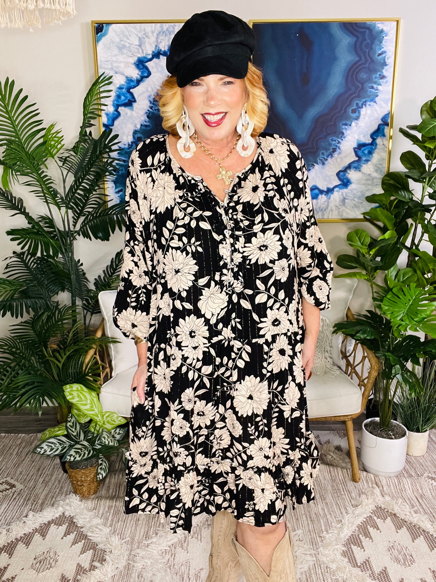 Timeless Blooms Dress - DR284BK