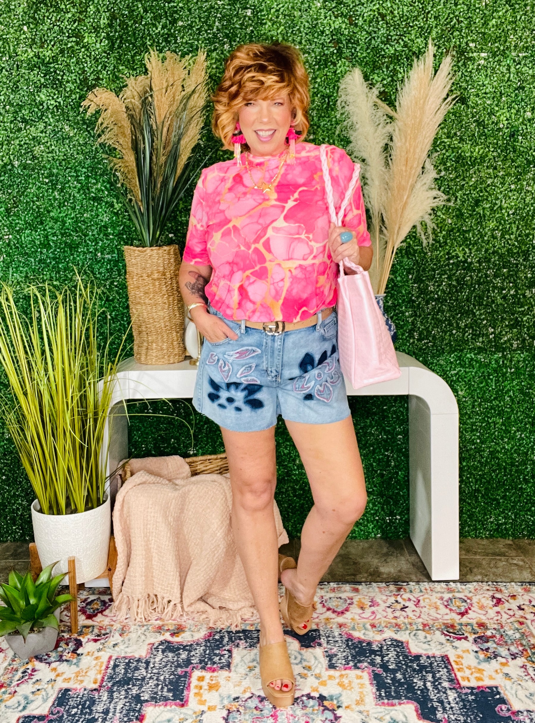 Indigo Bloom Denim Shorts - SHR009DN