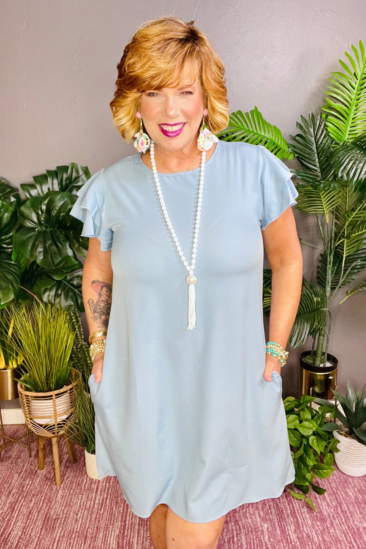 Soft Spoken Vintage Blue Dress - DR128VB