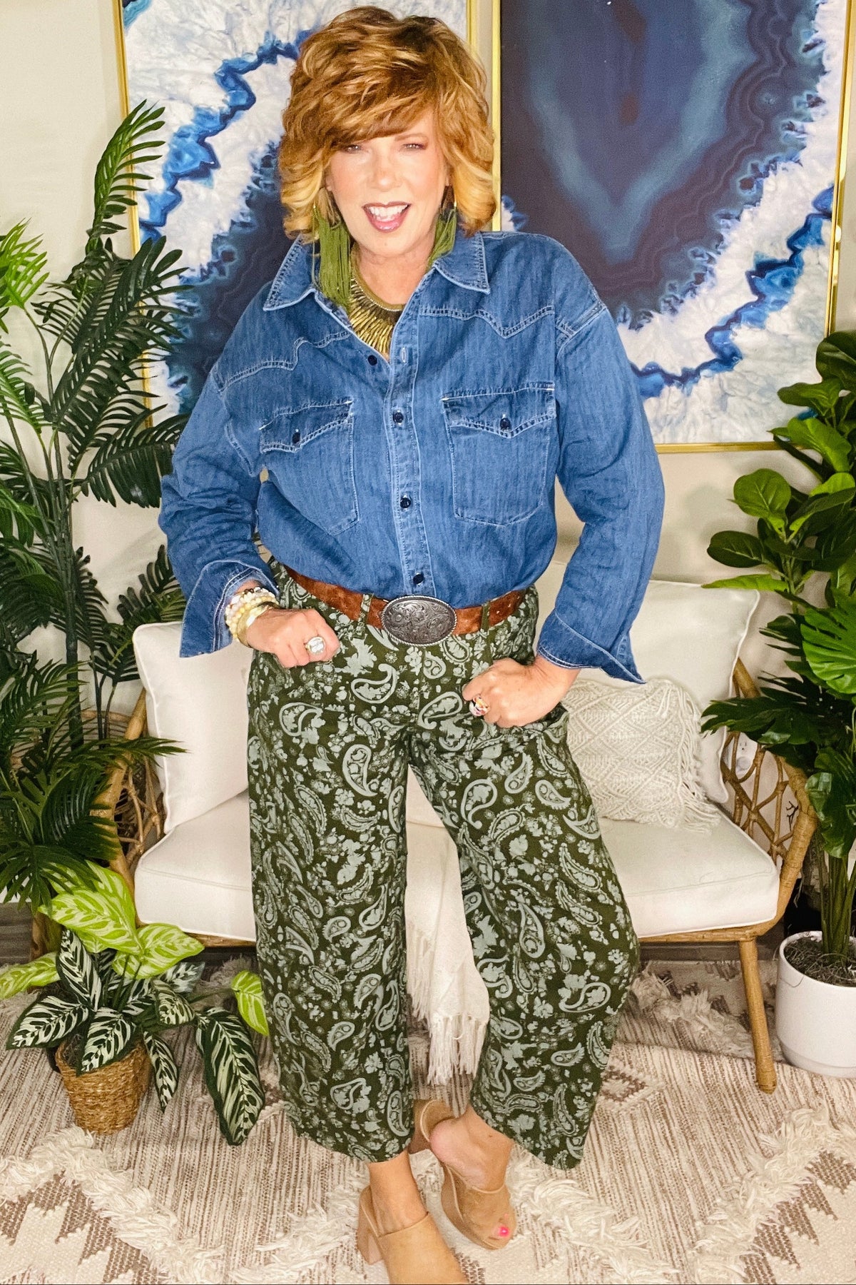 Paisley Trails Denim Pants
