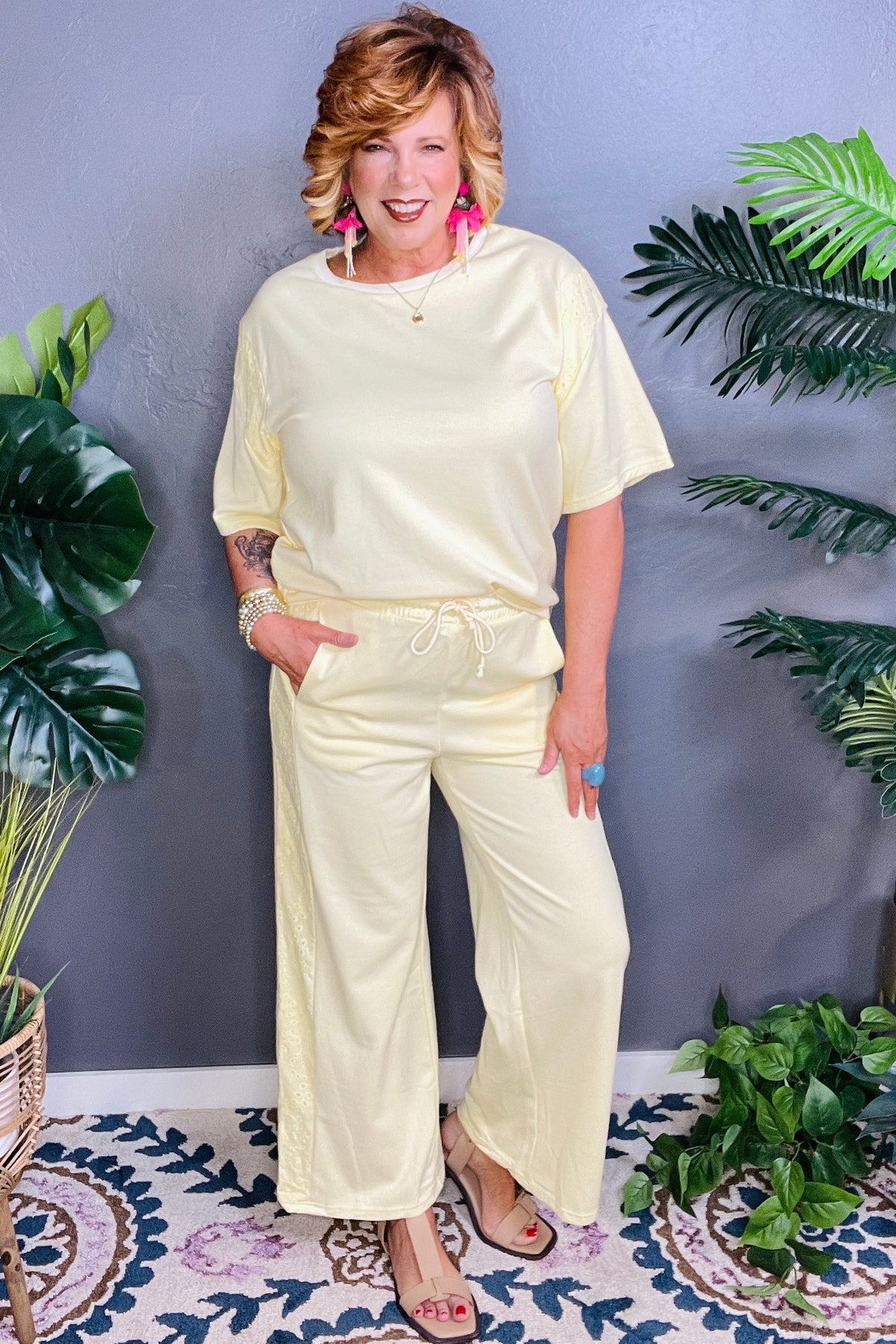 This Is It Yellow Cream Top And Pant Set