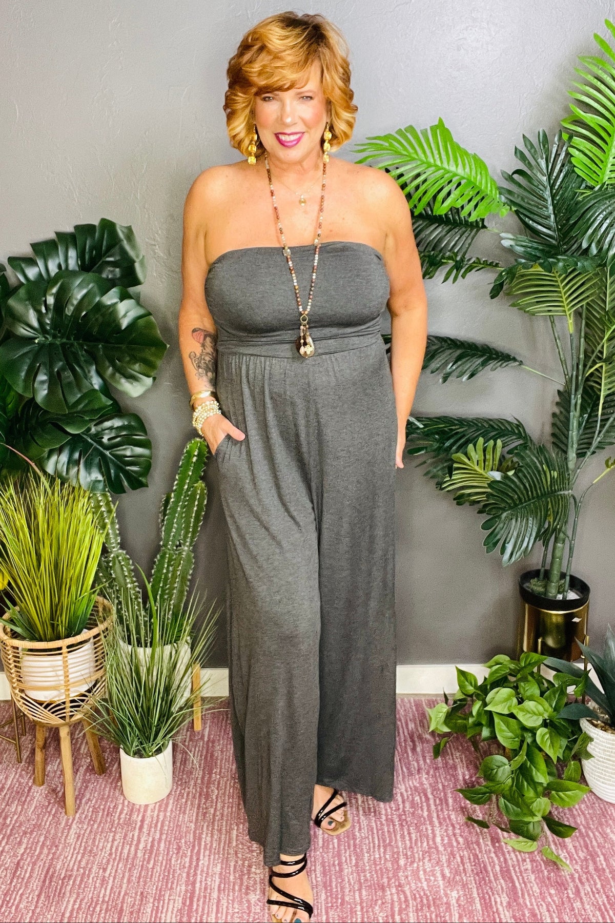 Fifth Avenue Chic Charcoal Jumpsuit - R021CG