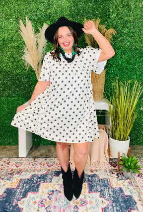Spotted Something Sweet Polka Dot Ruffle Mini Dress - DR142BW