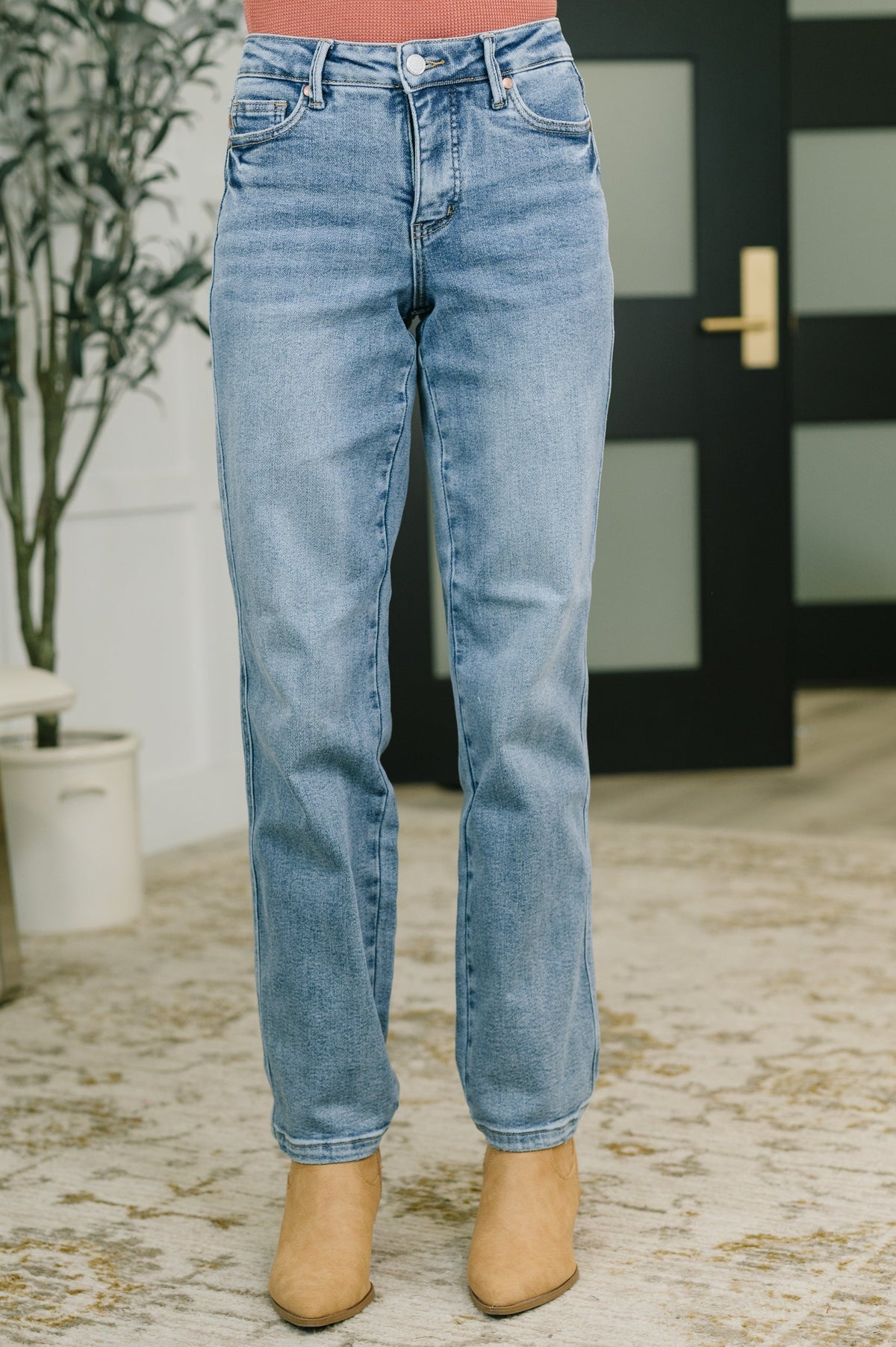 Corrine Mid Rise Control Top Vintage Straight Jeans