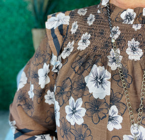 Fresh For Fall Floral Smocked Top