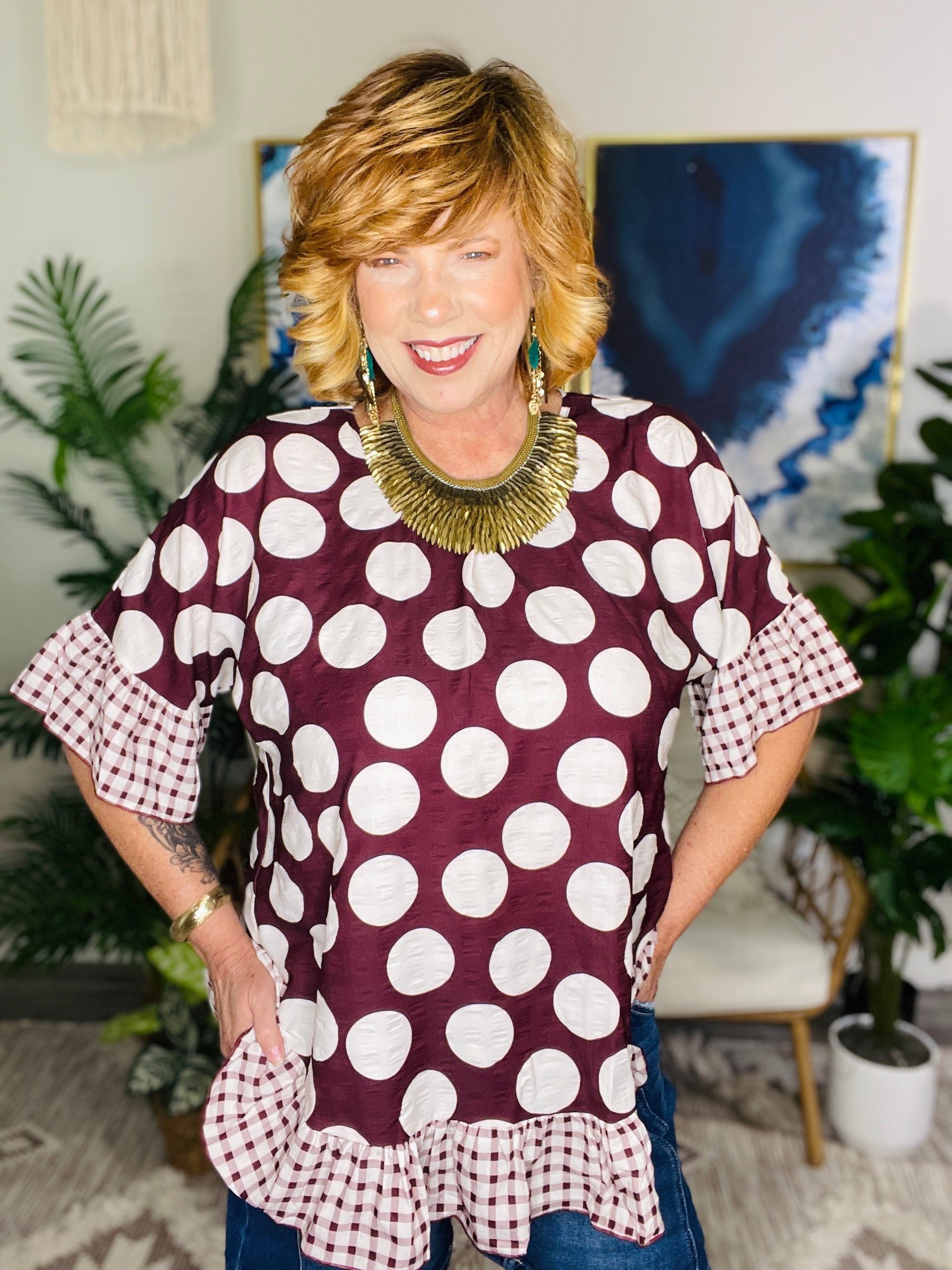 Falling For Dots Top - S892BR