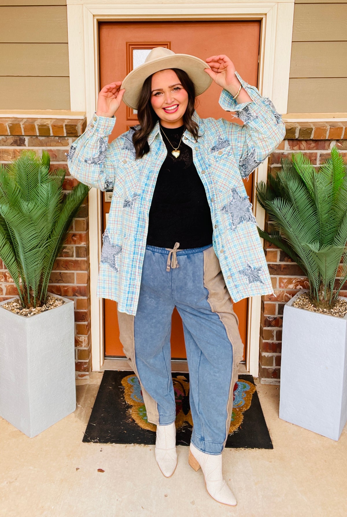 All Star Attitude Plaid Top - S993BL