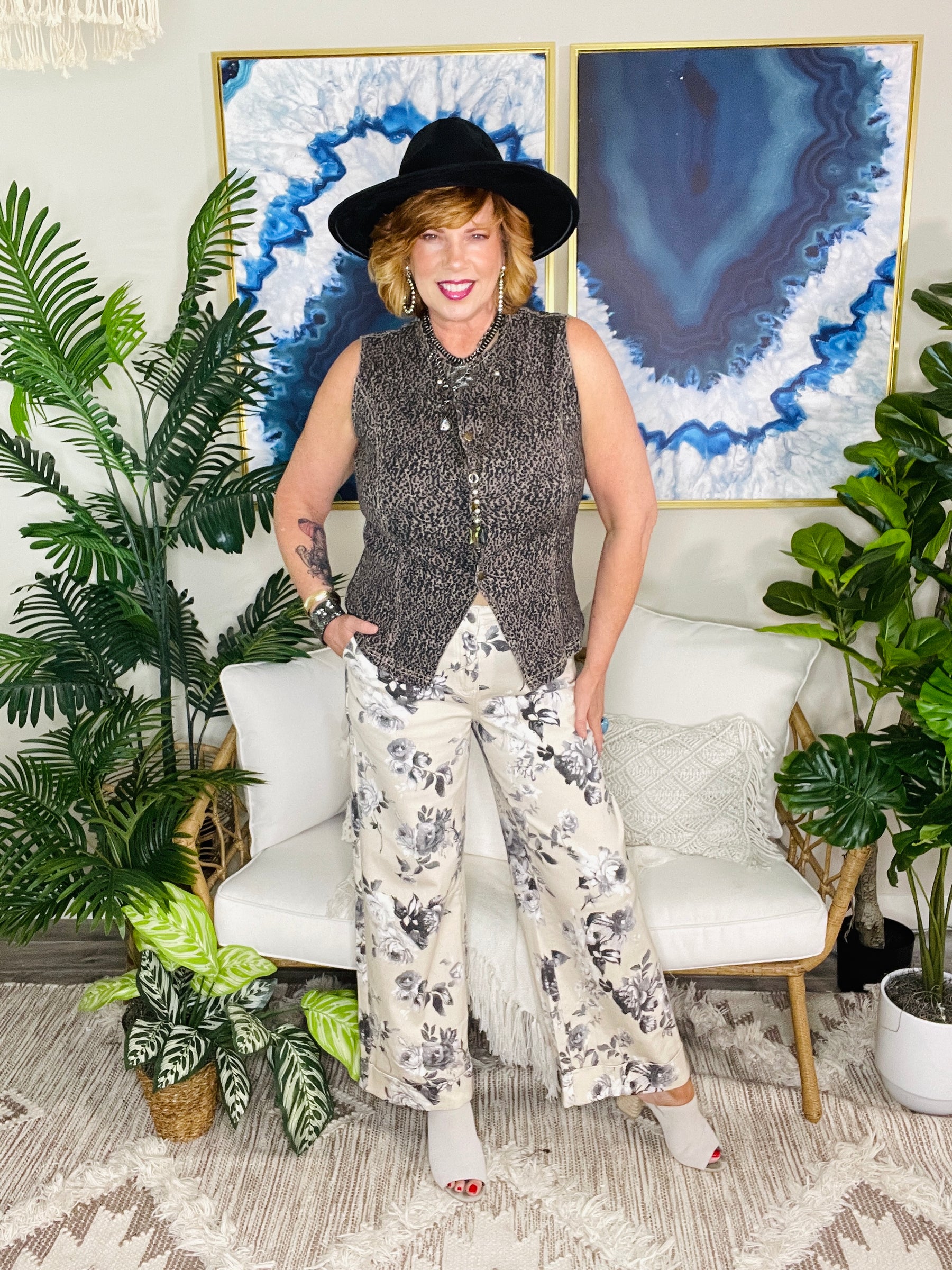 Vintage Beauty Floral Print Jeans