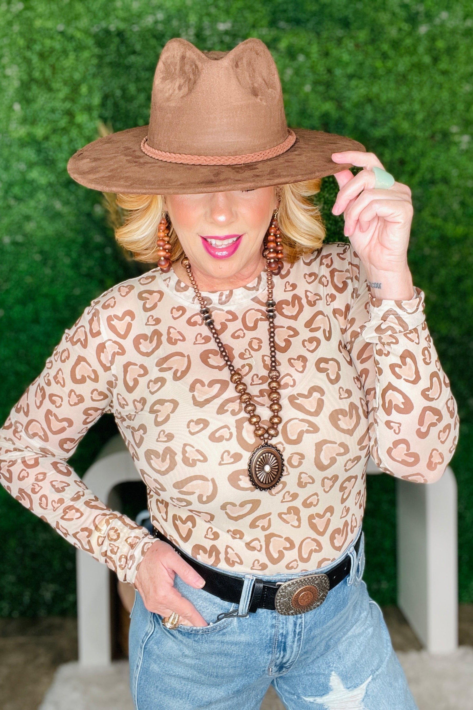 Cheetah Hearts Mesh Top - S261CHE