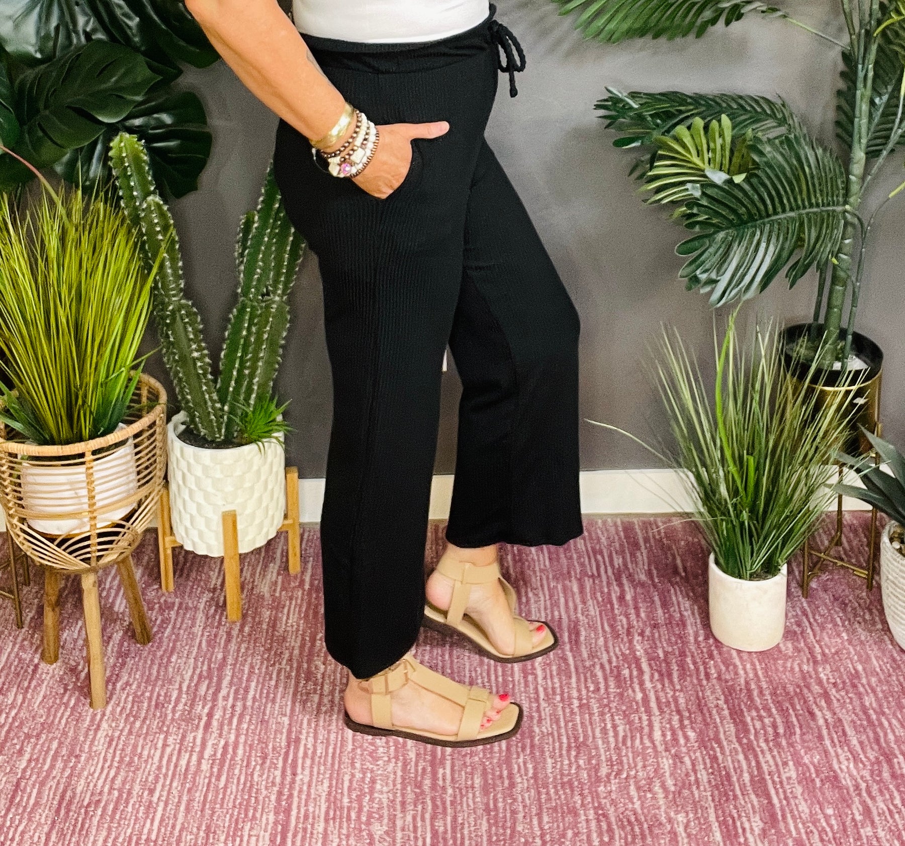 Style Stays Simple Ribbed Pant - P049BK