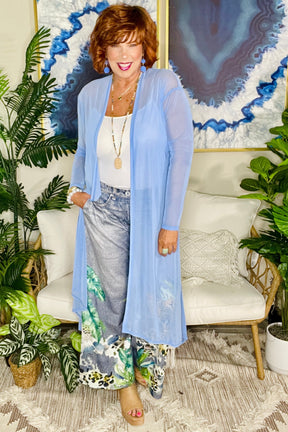 Finishing Touch Blue Sheer Mesh Duster